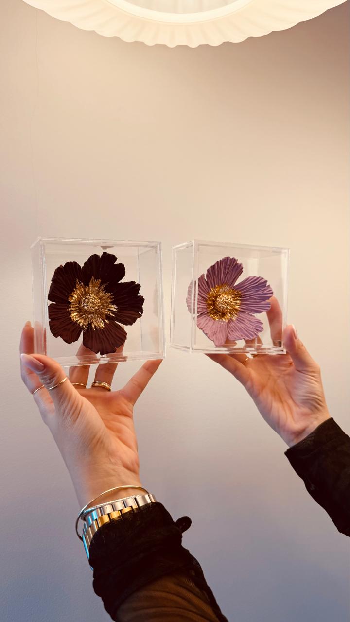 Composição Flor Lavanda e Flor Marsala