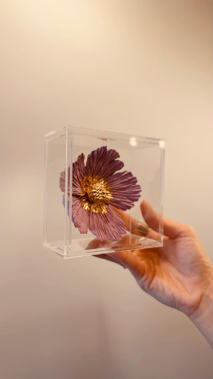 Composição Flor Lavanda e Flor Marsala